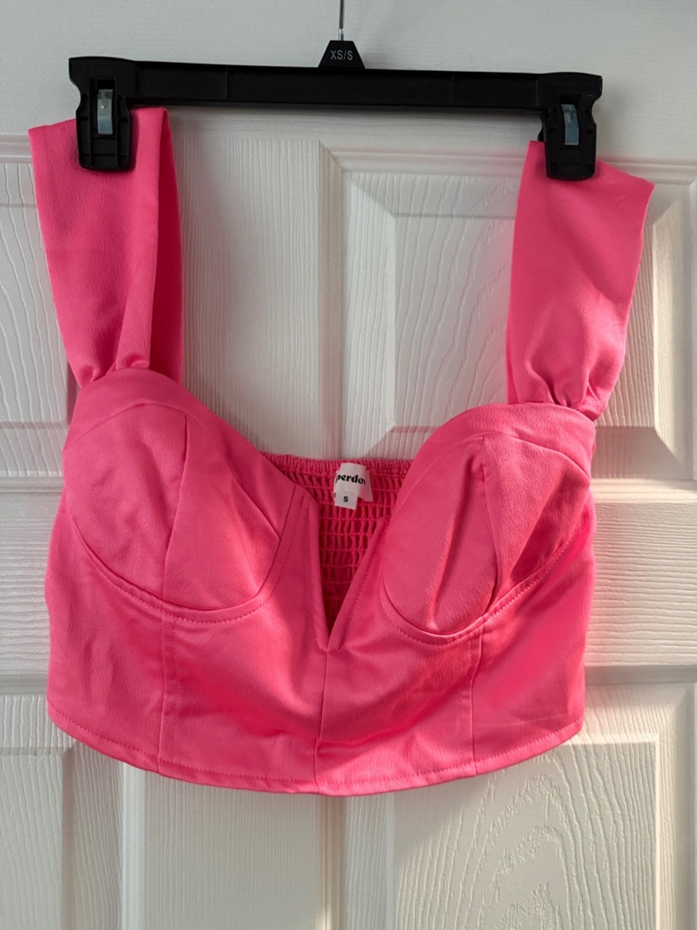 superdown Neon Pink Bustier Crop Top with Wide Straps